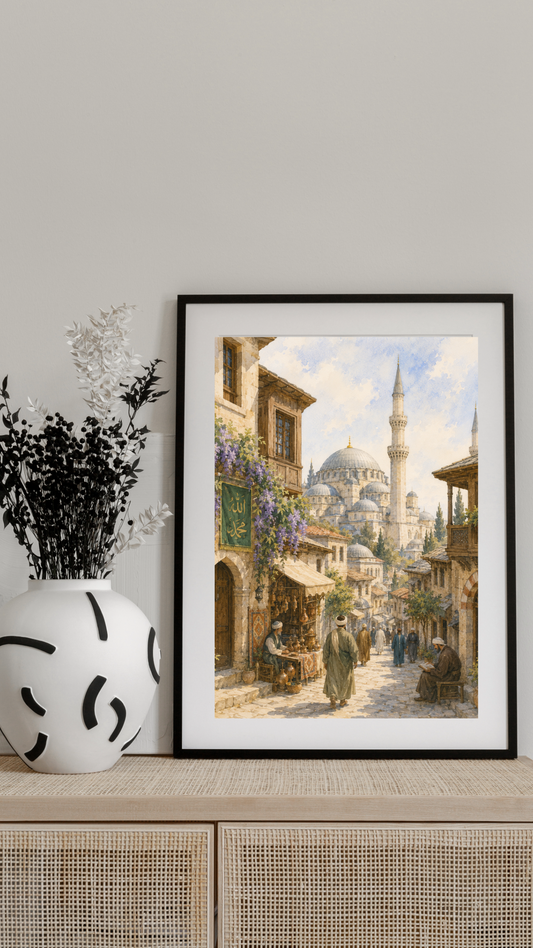 Limited Edition PRINT of my Original WaterColour Painting of Ancient Turkey - Muslim Painting on Cartridge Paper - No Frame (Size: A4 & A3)