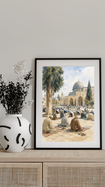 Limited Edition PRINT of my Original Masjid Aqsa Compound Holy Watercolour Muslim Painting on Cartridge Paper - No Frame (Size: A4 & A3)