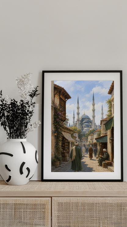 Limited Edition PRINT of my Original Acrylic Painting of Ancient Turkey - Muslim Painting on Cartridge Paper - No Frame (Size: A4 & A3)