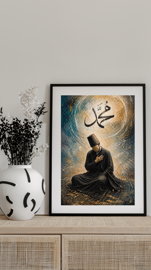 Limited Edition PRINT of my Original Sufi Mystical Muslim on Cartridge Paper - No Frame (Size: A4 & A3)