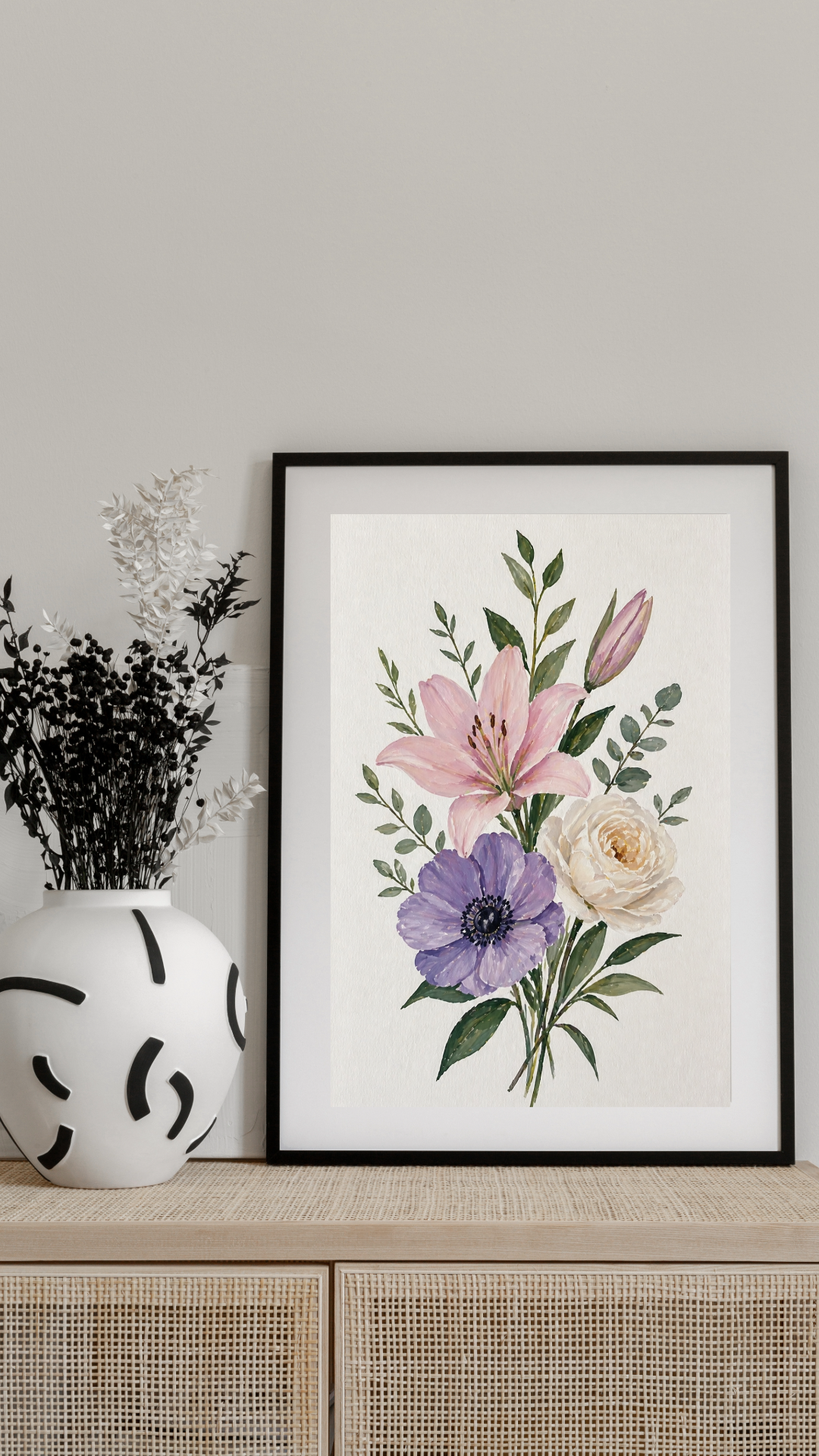 Limited Edition PRINT of my Original Floral Painting with Acrylic Painting on Cartridge Paper - No Frame (Size: A4 & A3)