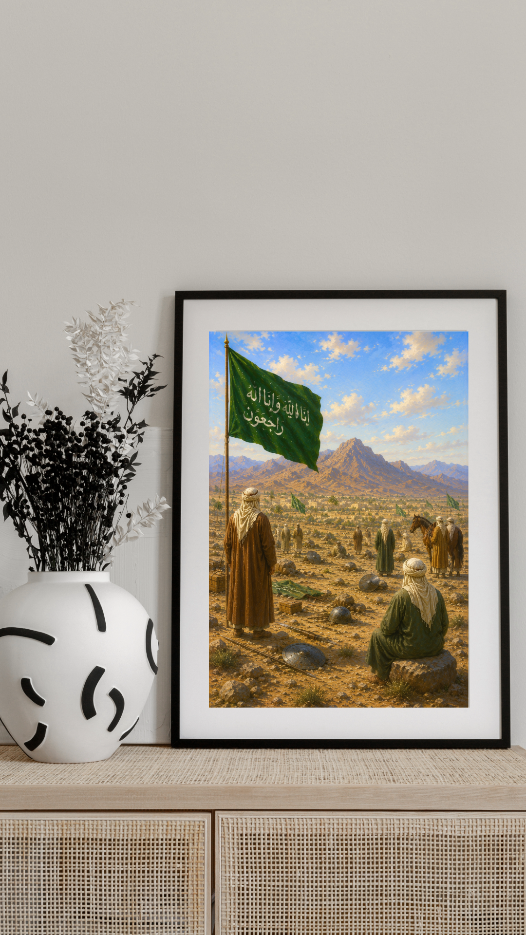 Limited Edition PRINT of my Original Oil Painting of Prophet Muhammad and Battle of Uhud aftermath - Muslim Painting on Cartridge Paper - No Frame (Size: A4 & A3)