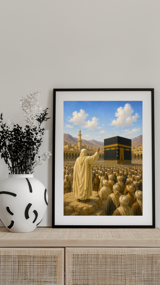 Limited Edition PRINT of my Original Oil Painting of Prophet Muhammad and Farewell pilgrimage - Muslim Painting on Cartridge Paper - No Frame (Size: A4 & A3)
