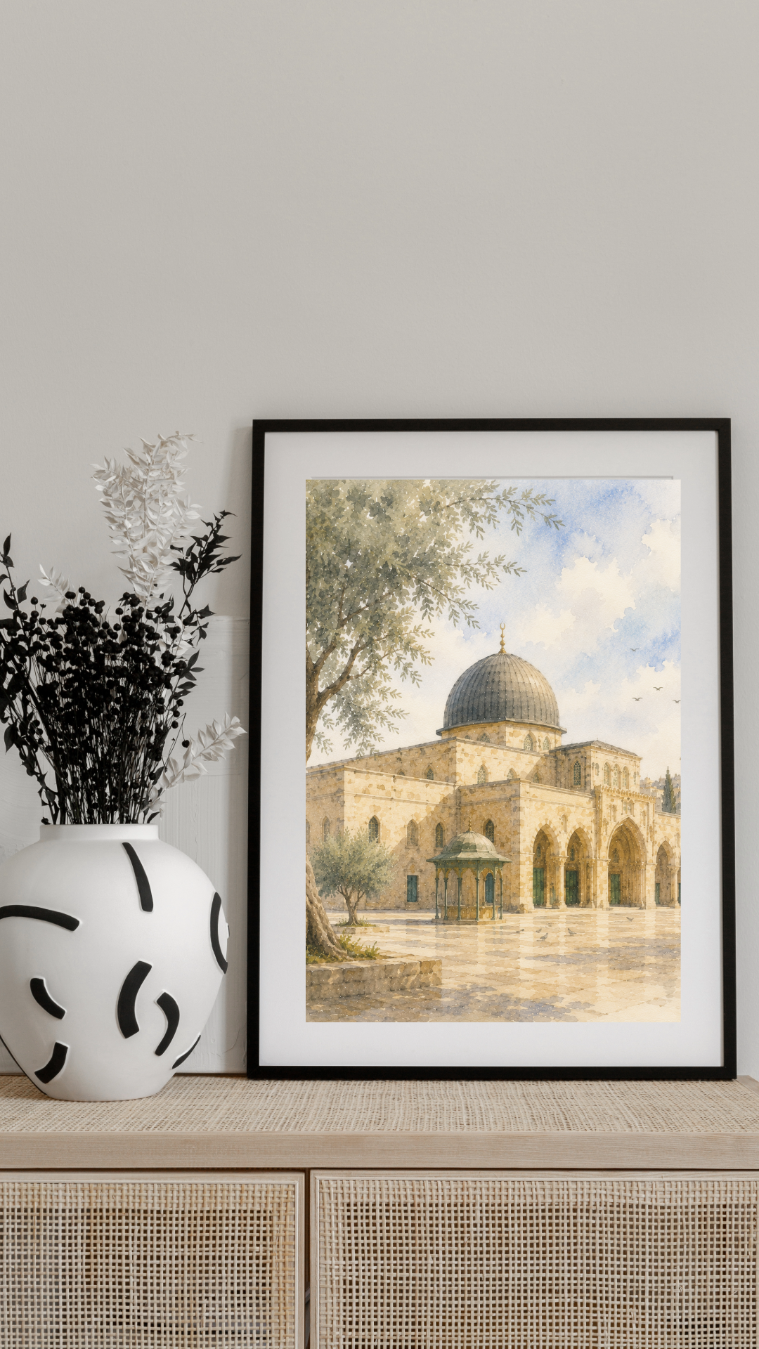 Limited Edition PRINT of my Original of Masjid Aqsa Holy Watercolour Muslim Painting on Cartridge Paper - No Frame (Size: A4 & A3)