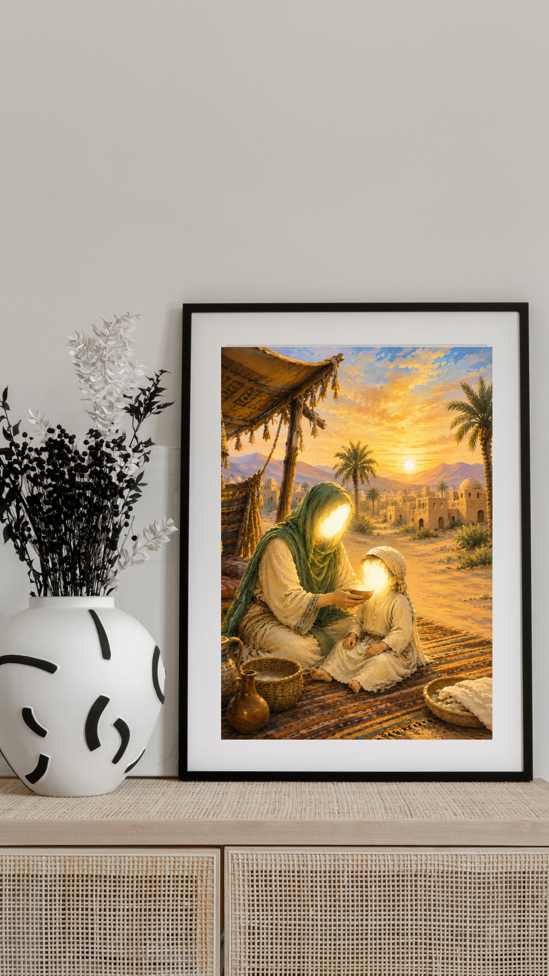 Limited Edition PRINT of my Original Acrylic Painting of Blessed desert life of Prophet Muhammad with Halimah Muslim Painting on Cartridge Paper - No Frame (Size: A4 & A3)