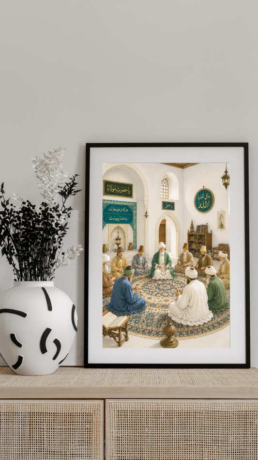 Limited Edition PRINT of my Original Mystical Muslim Ancient Sufi Zikr on Cartridge Paper - No Frame (Size: A4 & A3)
