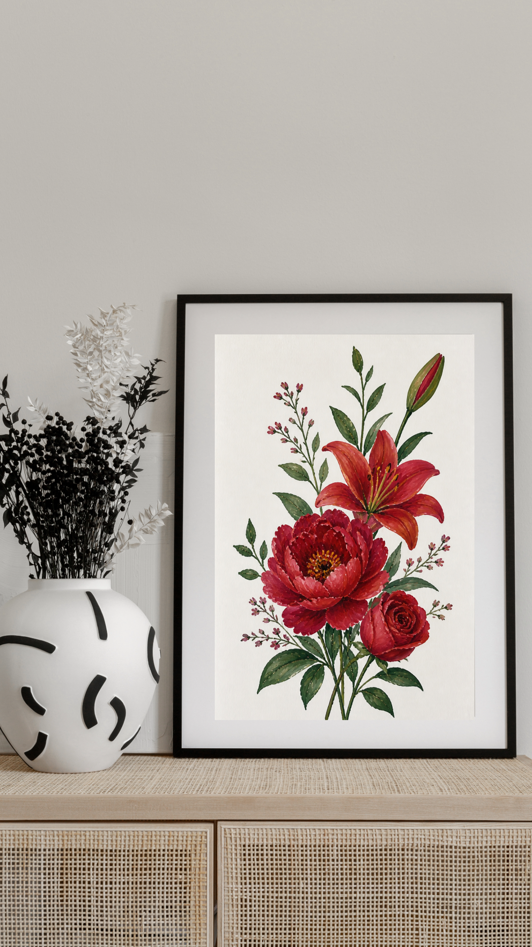 Limited Edition PRINT of my Original Floral Painting with Acrylic Painting on Cartridge Paper - No Frame (Size: A4 & A3)
