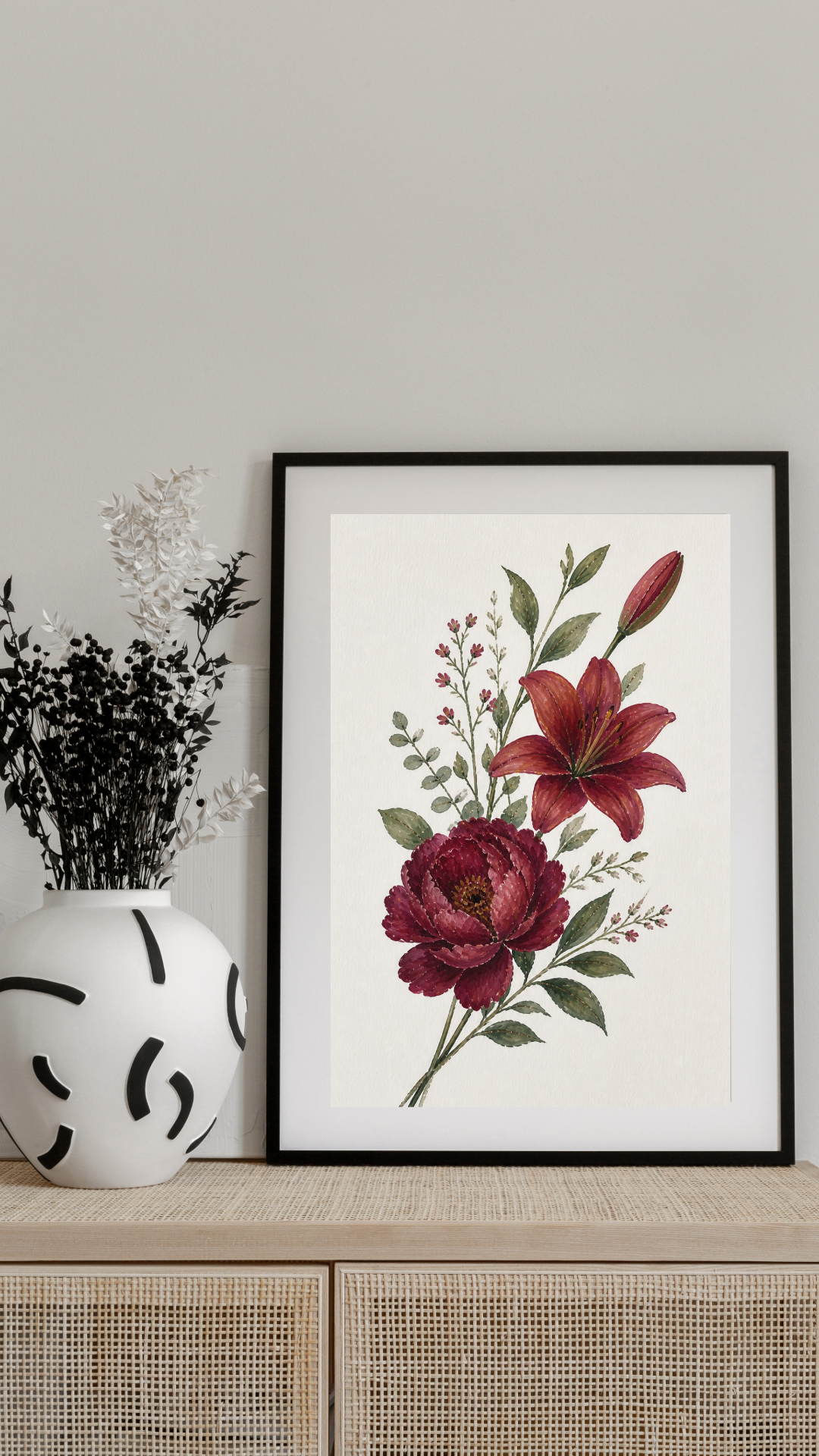 Limited Edition PRINT of my Original Floral Painting with Acrylic Painting on Cartridge Paper - No Frame (Size: A4 & A3)