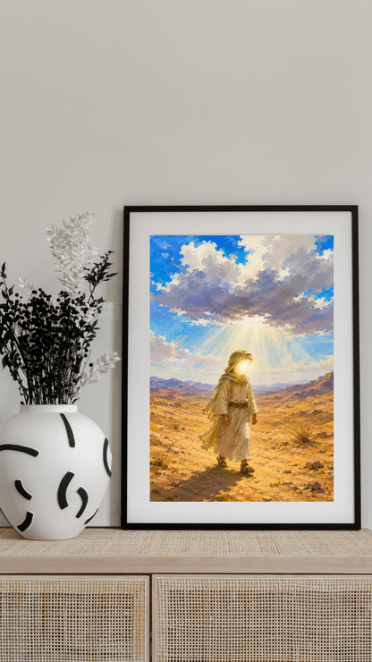 Limited Edition PRINT of my Original Acrylic Painting of Clouds shading Prophet Muhammad during travel Muslim Painting on Cartridge Paper - No Frame (Size: A4 & A3)