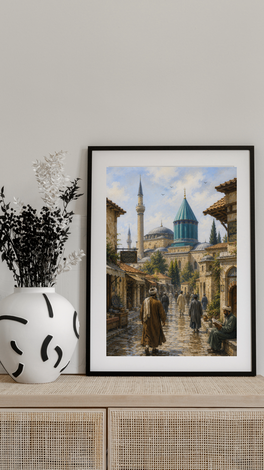 Limited Edition PRINT of my Original Acrylic Painting of Mevlana Rumi Tomb, Konya, Turkey - Muslim Painting on Cartridge Paper - No Frame (Size: A4 & A3)