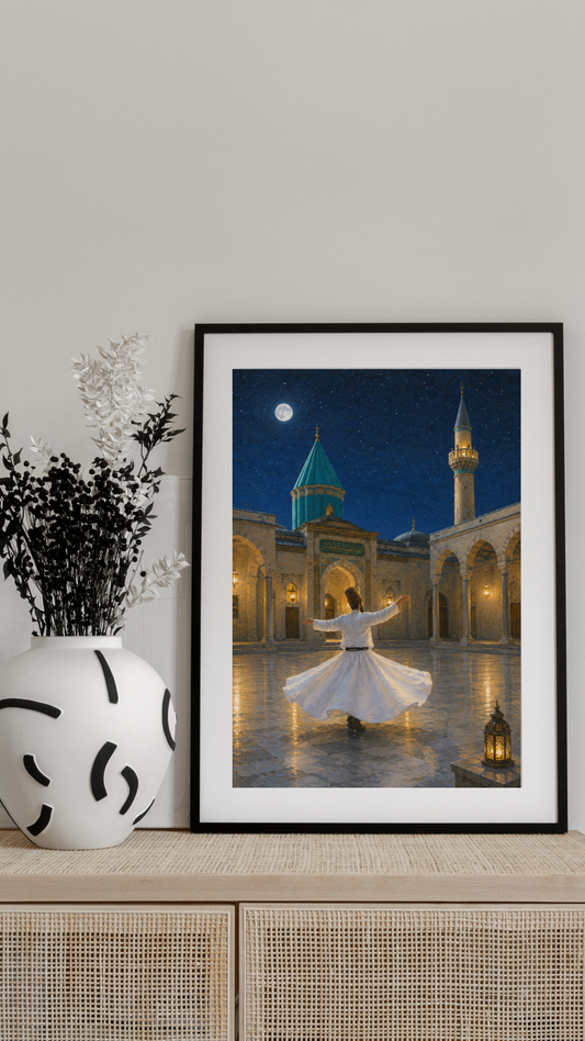 Limited Edition PRINT of my Original Mystical Muslim Ancient Sufi Whirling on Cartridge Paper - No Frame (Size: A4 & A3)