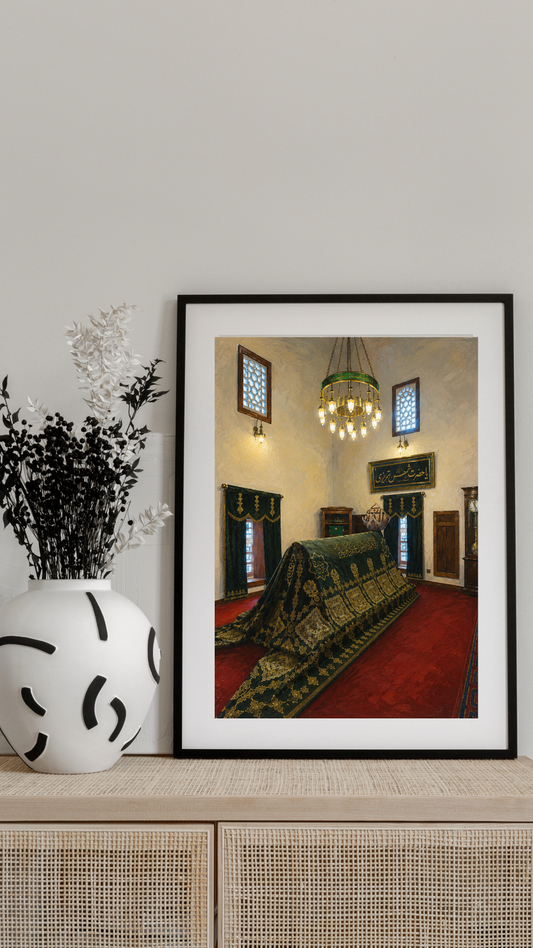 Limited Edition PRINT of my Original Acrylic Painting of Hazrath Shams Tabrizi Tomb, Konya, Turkey - Muslim Painting on Cartridge Paper - No Frame (Size: A4 & A3)