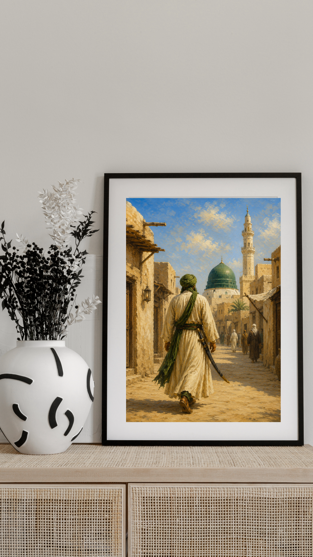 Limited Edition PRINT of my Original  Imam Ali & Zulifiqar Muslim Oil Painting on Cartridge Paper - No Frame (Size: A4 & A3)