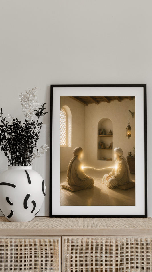 Limited Edition PRINT of my Original Mystical Muslim Murshid Mureed Contemplation on Cartridge Paper - No Frame (Size: A4 & A3)