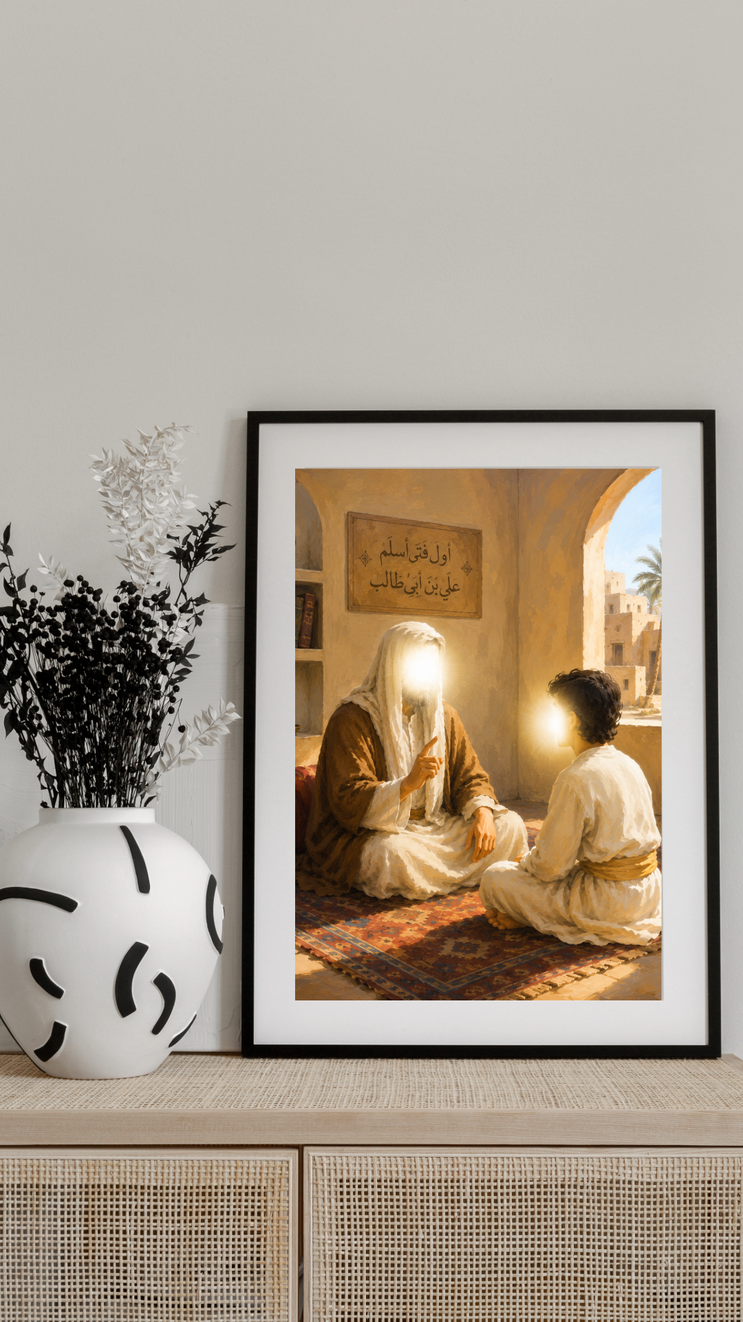 Limited Edition PRINT of my Original Imam Ali, the First young believer accepting Islam - Muslim Acrylic Painting on Cartridge Paper - No Frame (Size: A4 & A3)
