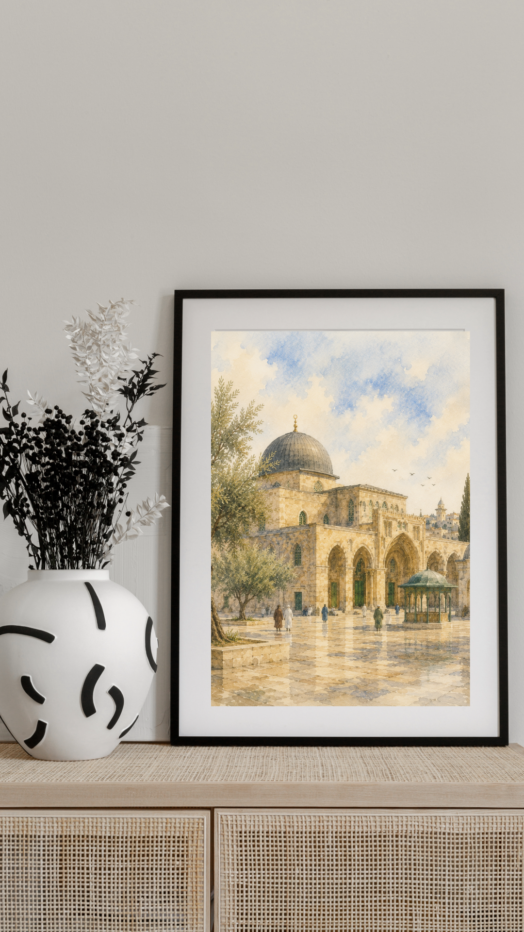 Limited Edition PRINT of my Original of Masjid Aqsa Holy Watercolour Muslim Painting on Cartridge Paper - No Frame (Size: A4 & A3)