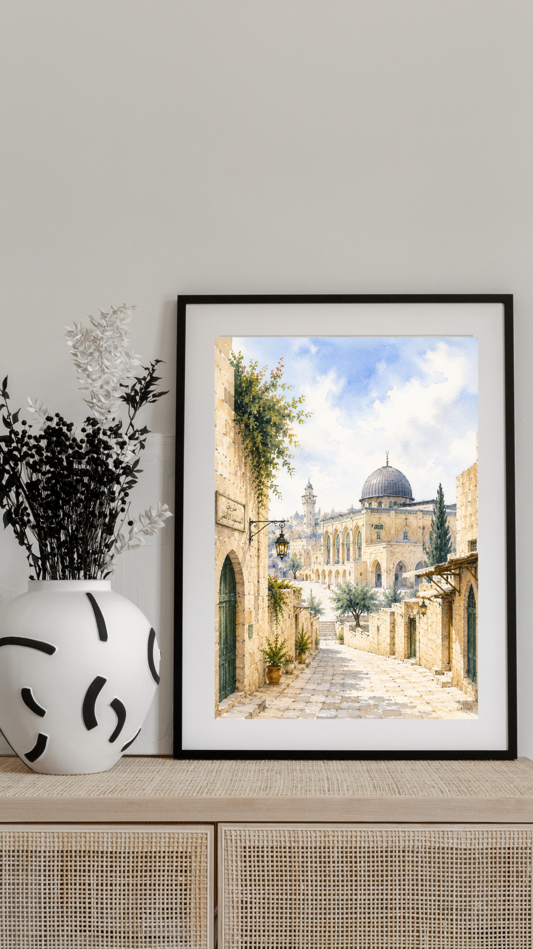 Limited Edition PRINT of my Original Masjid Aqsa Holy Watercolour Muslim Painting on Cartridge Paper - No Frame (Size: A4 & A3)