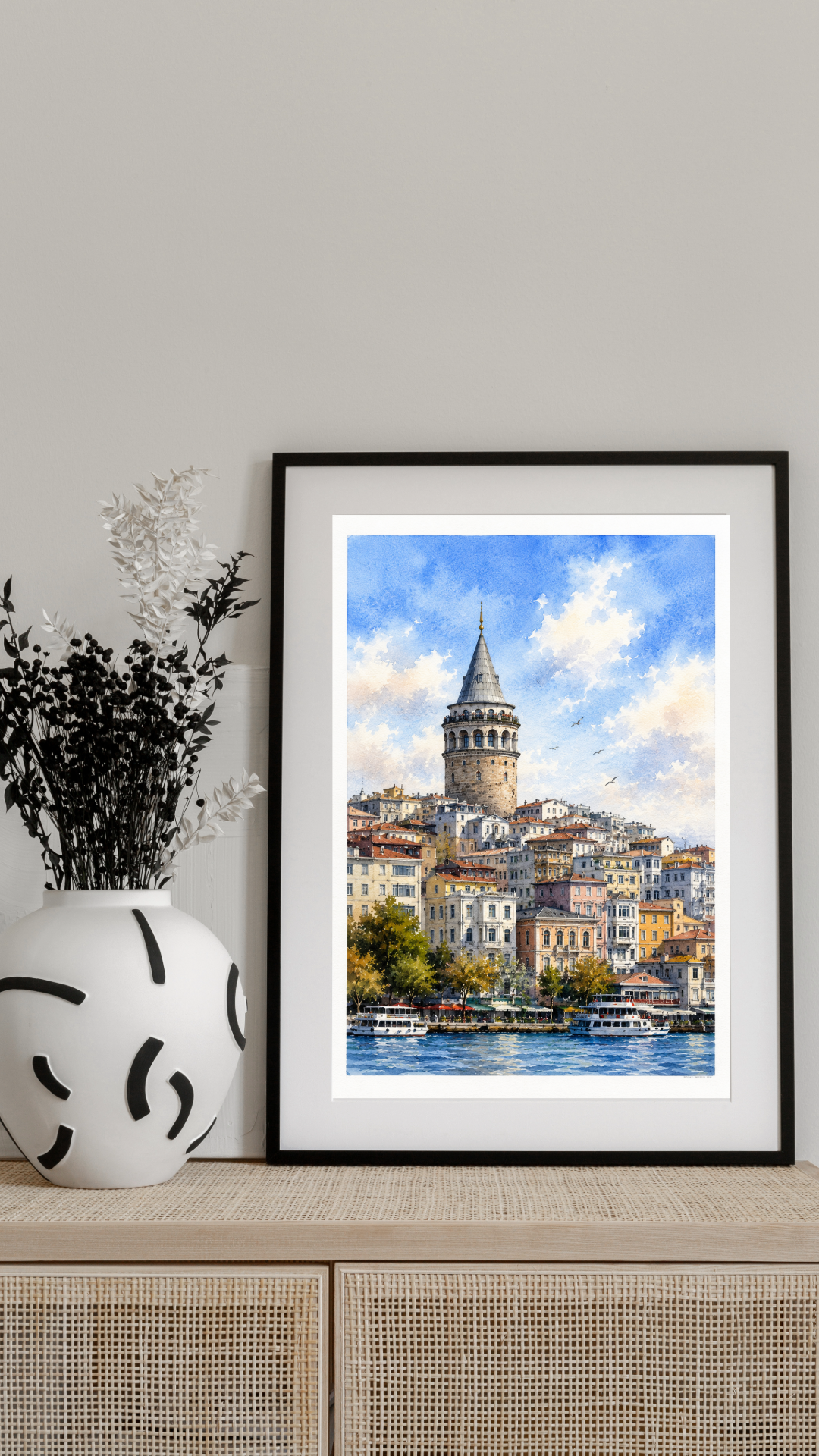 Limited Edition PRINT of my Original WaterColour Painting of Galata Tower, Istanbul, Turkey - Muslim Painting on Cartridge Paper - No Frame (Size: A4 & A3)