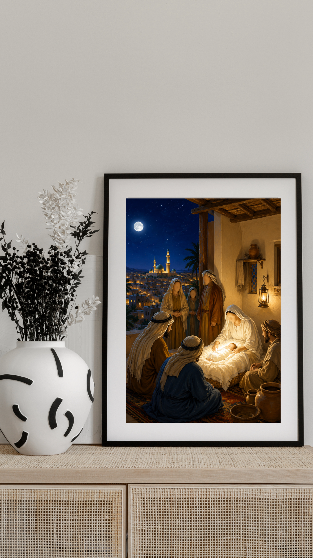 Limited Edition PRINT of my Original Oil Painting of the Birth of Prophet Muhammad Muslim Painting on Cartridge Paper - No Frame (Size: A4 & A3)