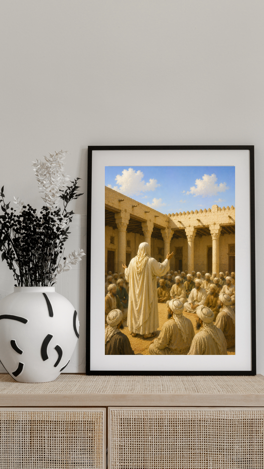 Limited Edition PRINT of my Original Oil Painting of Prophet Muhammad Final prayers in mosque - Muslim Painting on Cartridge Paper - No Frame (Size: A4 & A3)