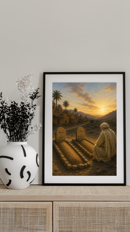Limited Edition PRINT of my Original Oil Painting of Year of sorrow for Prophet Muhammad — loss of Khadijah and Abu Talib Muslim Painting on Cartridge Paper - No Frame (Size: A4 & A3)