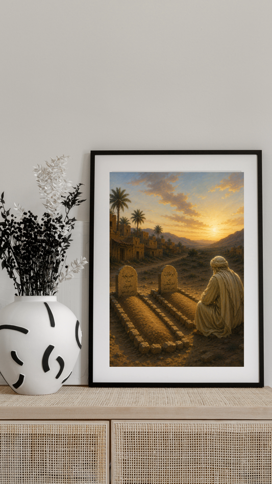 Limited Edition PRINT of my Original Oil Painting of Year of sorrow for Prophet Muhammad — loss of Khadijah and Abu Talib Muslim Painting on Cartridge Paper - No Frame (Size: A4 & A3)