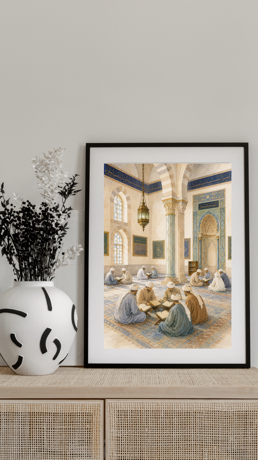 Limited Edition PRINT of my Original Inside of Masjid Aqsa Holy Watercolour Muslim Painting on Cartridge Paper - No Frame (Size: A4 & A3)