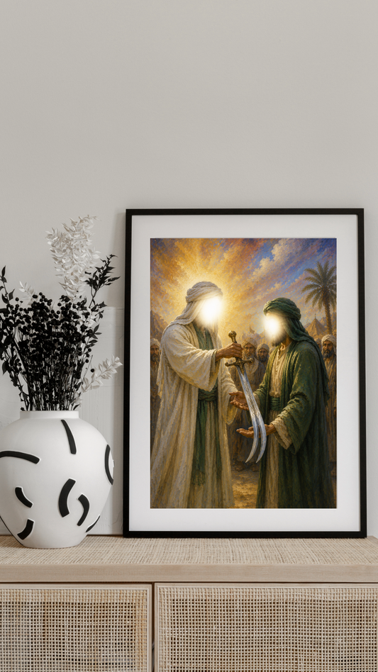 Limited Edition PRINT of my Original acrylic Painting on Imam Ali's Zulfiqar Given by Prophet - Muslim Acrylic Painting on Cartridge Paper - No Frame (Size: A4 & A3)