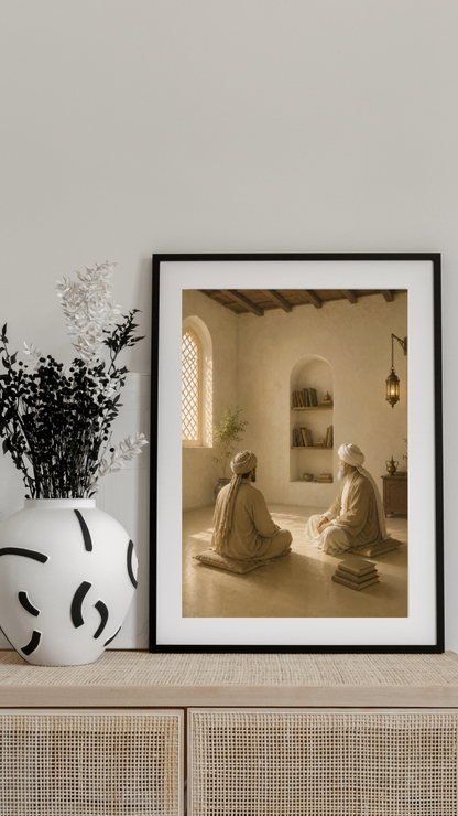 Limited Edition PRINT of my Original Mystical Muslim Murshid Mureed Contemplation on Cartridge Paper - No Frame (Size: A4 & A3)
