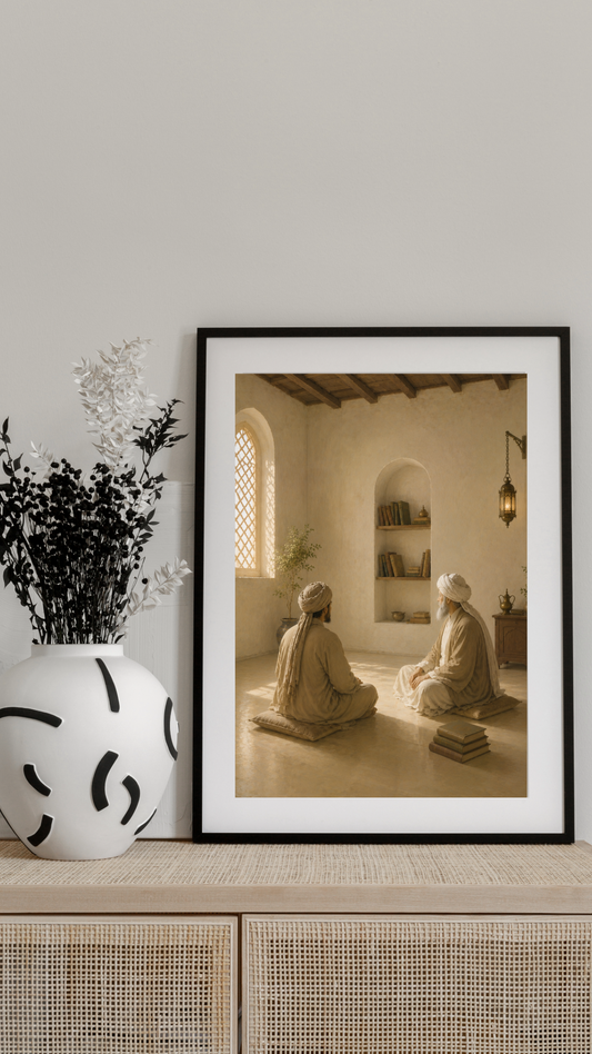 Limited Edition PRINT of my Original Mystical Muslim Murshid Mureed Contemplation on Cartridge Paper - No Frame (Size: A4 & A3)