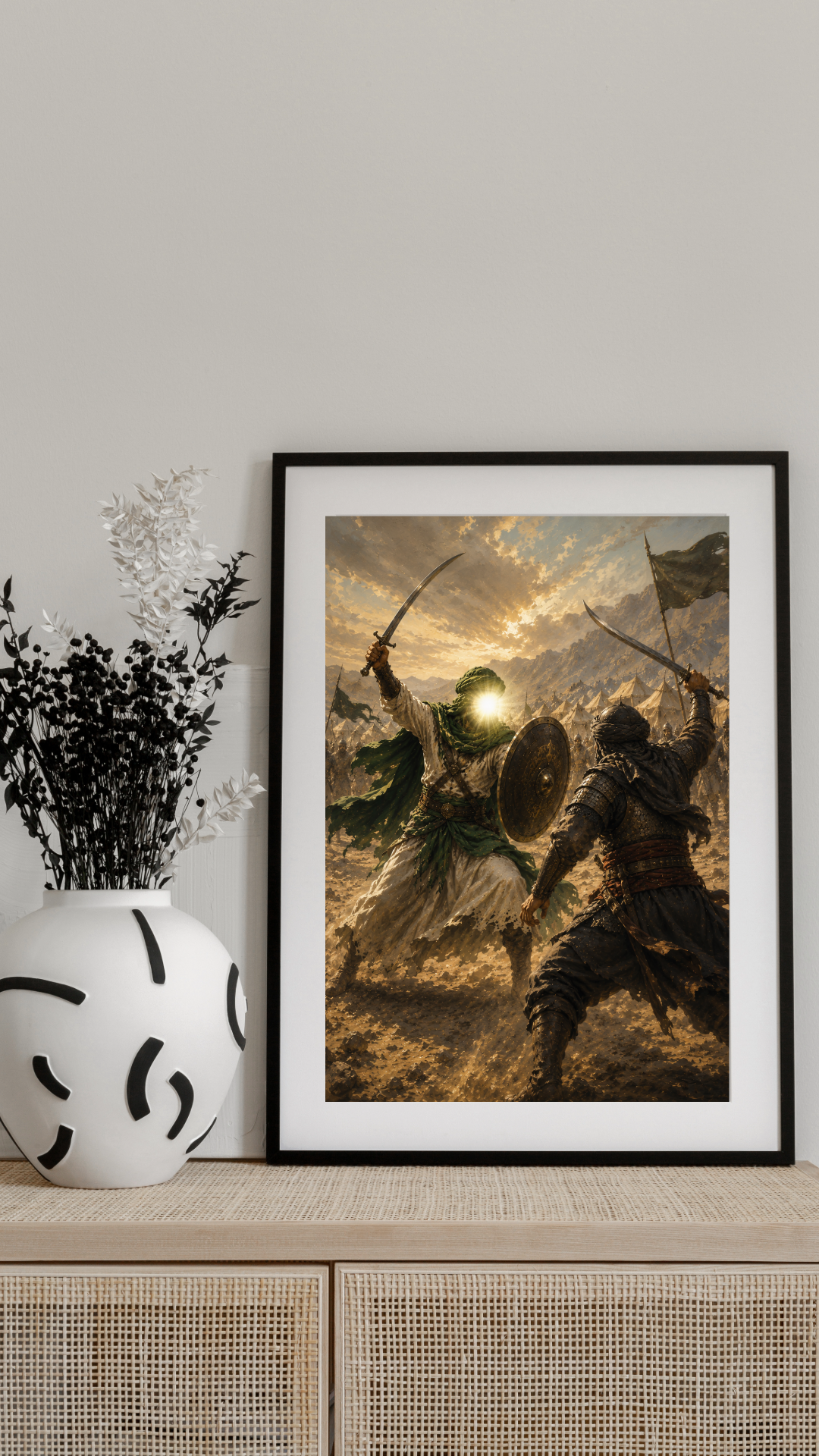 Limited Edition PRINT of my Original acrylic Painting on Imam Ali at Battle of Khandaq - Muslim Acrylic Painting on Cartridge Paper - No Frame (Size: A4 & A3)
