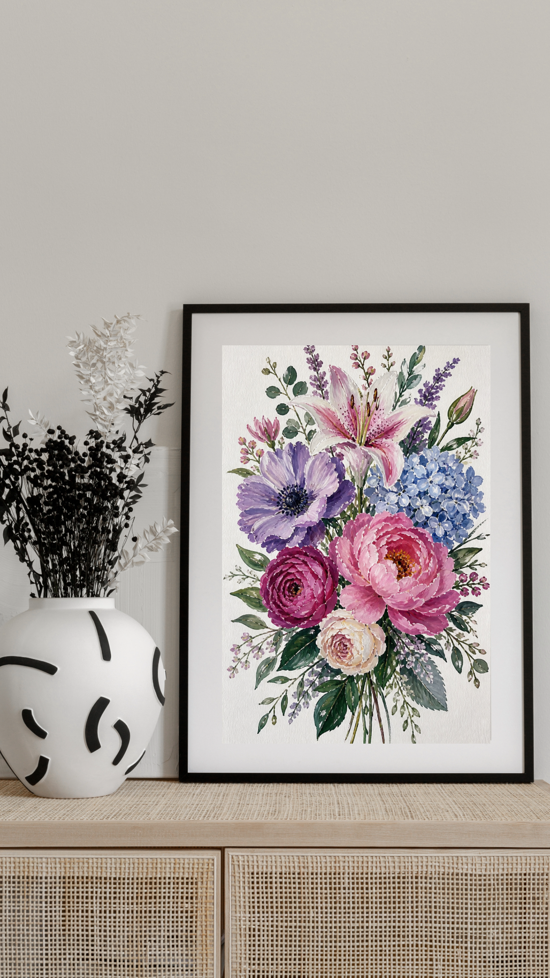 Limited Edition PRINT of my Original Floral Painting with Acrylic Painting on Cartridge Paper - No Frame (Size: A4 & A3)