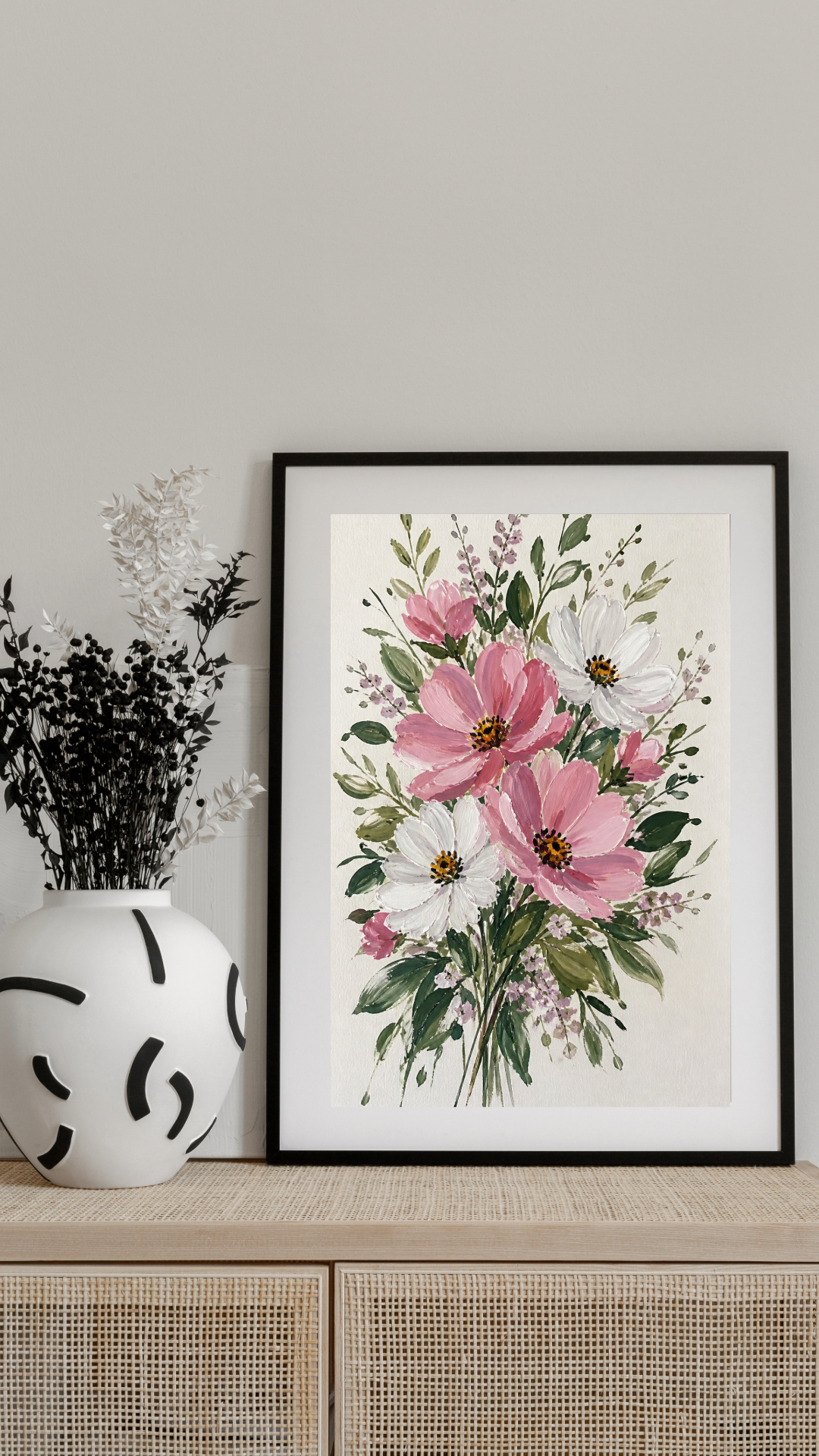 Limited Edition PRINT of my Original Floral Painting with Acrylic Painting on Cartridge Paper - No Frame (Size: A4 & A3)