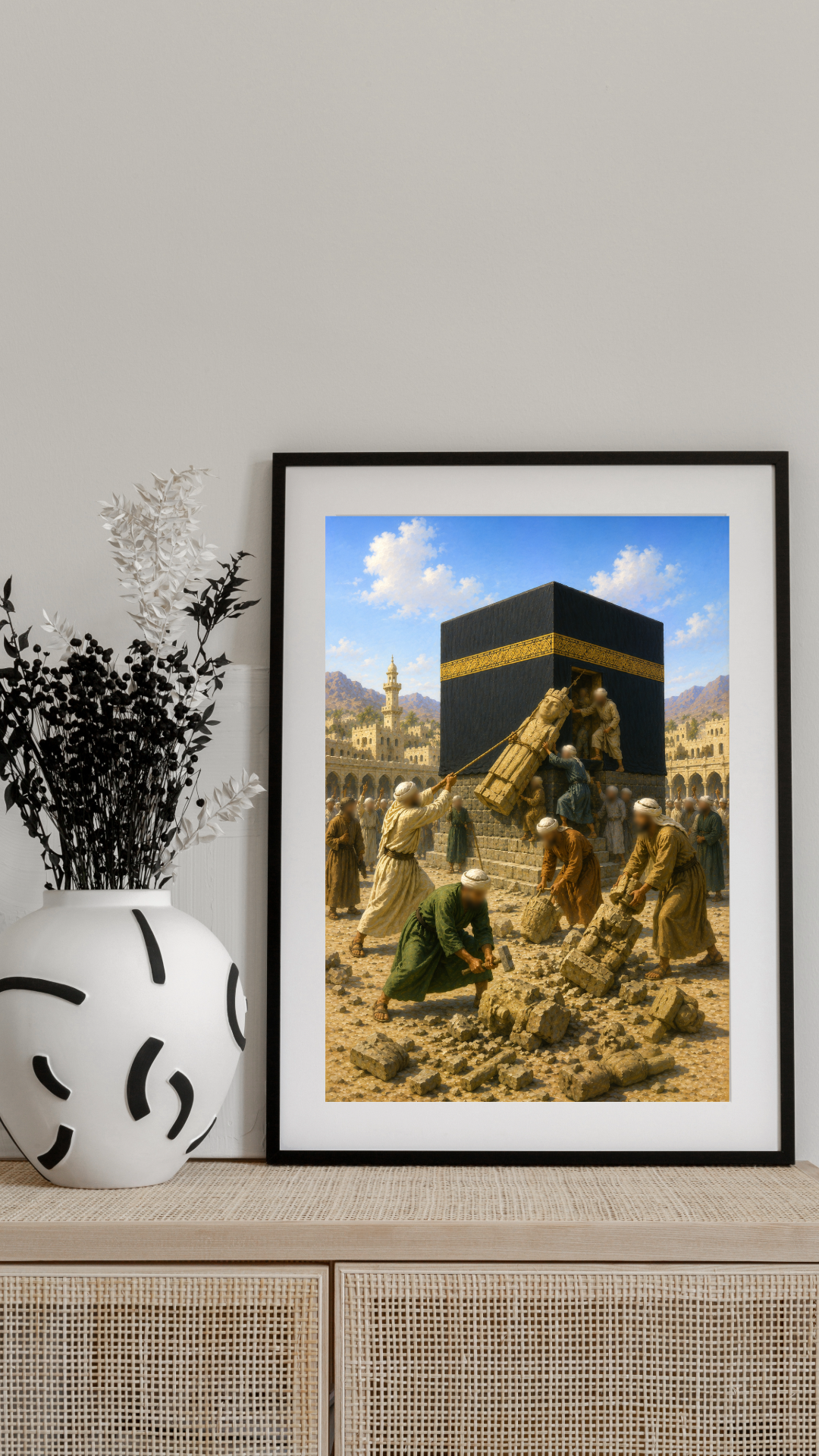 Limited Edition PRINT of my Original Oil Painting of Prophet Muhammad Removing idols from Kaaba - Muslim Painting on Cartridge Paper - No Frame (Size: A4 & A3)