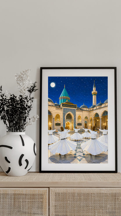 Limited Edition PRINT of my Original Mystical Muslim Ancient Sufi Whirling on Cartridge Paper - No Frame (Size: A4 & A3)