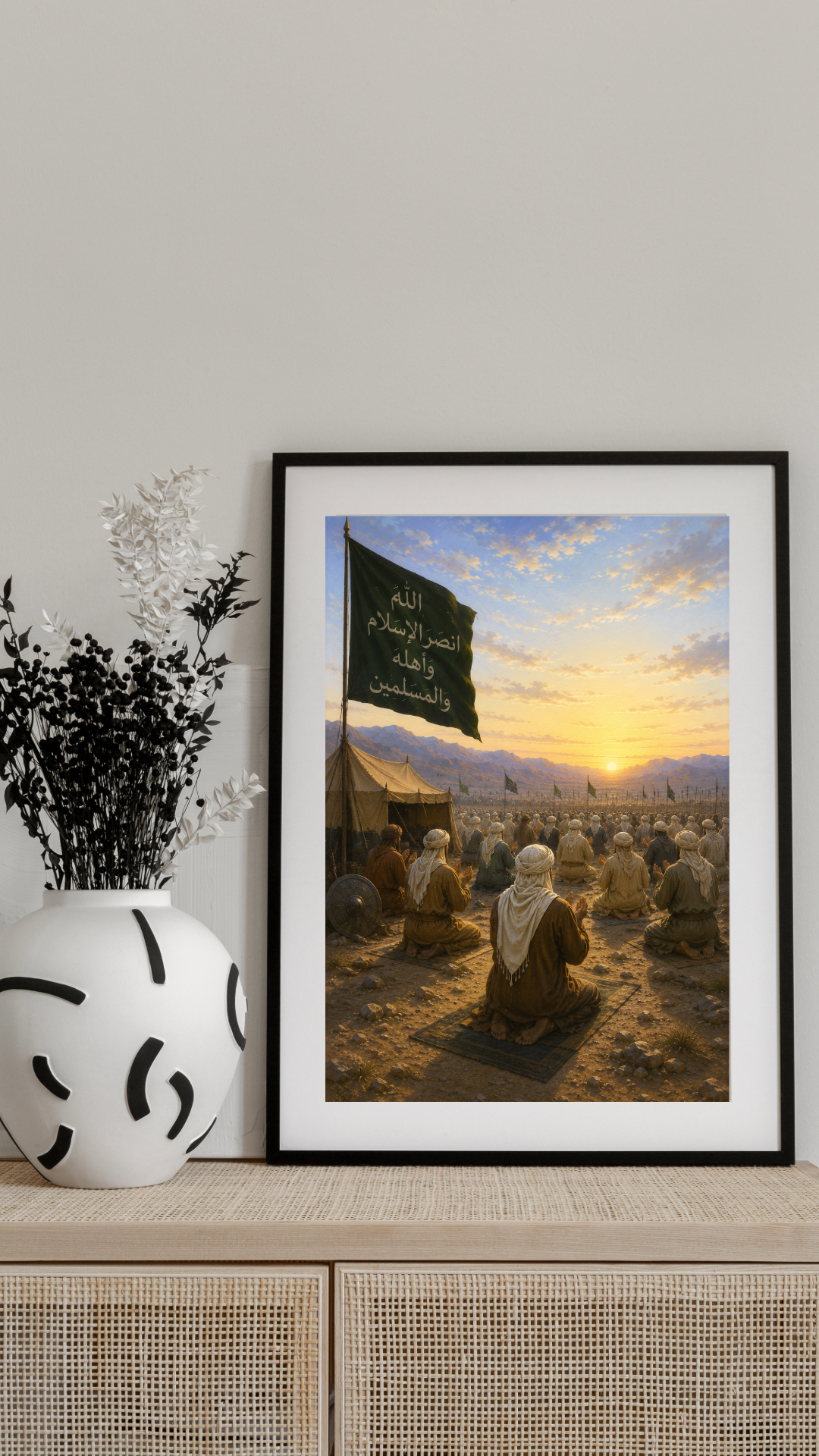 Limited Edition PRINT of my Original Oil Painting of Prophet Muhammad Praying Before Battle - Muslim Painting on Cartridge Paper - No Frame (Size: A4 & A3)