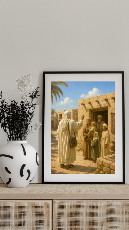 Limited Edition PRINT of my Original Oil Painting of Prophet Muhammad and Farewell to family - Muslim Painting on Cartridge Paper - No Frame (Size: A4 & A3)