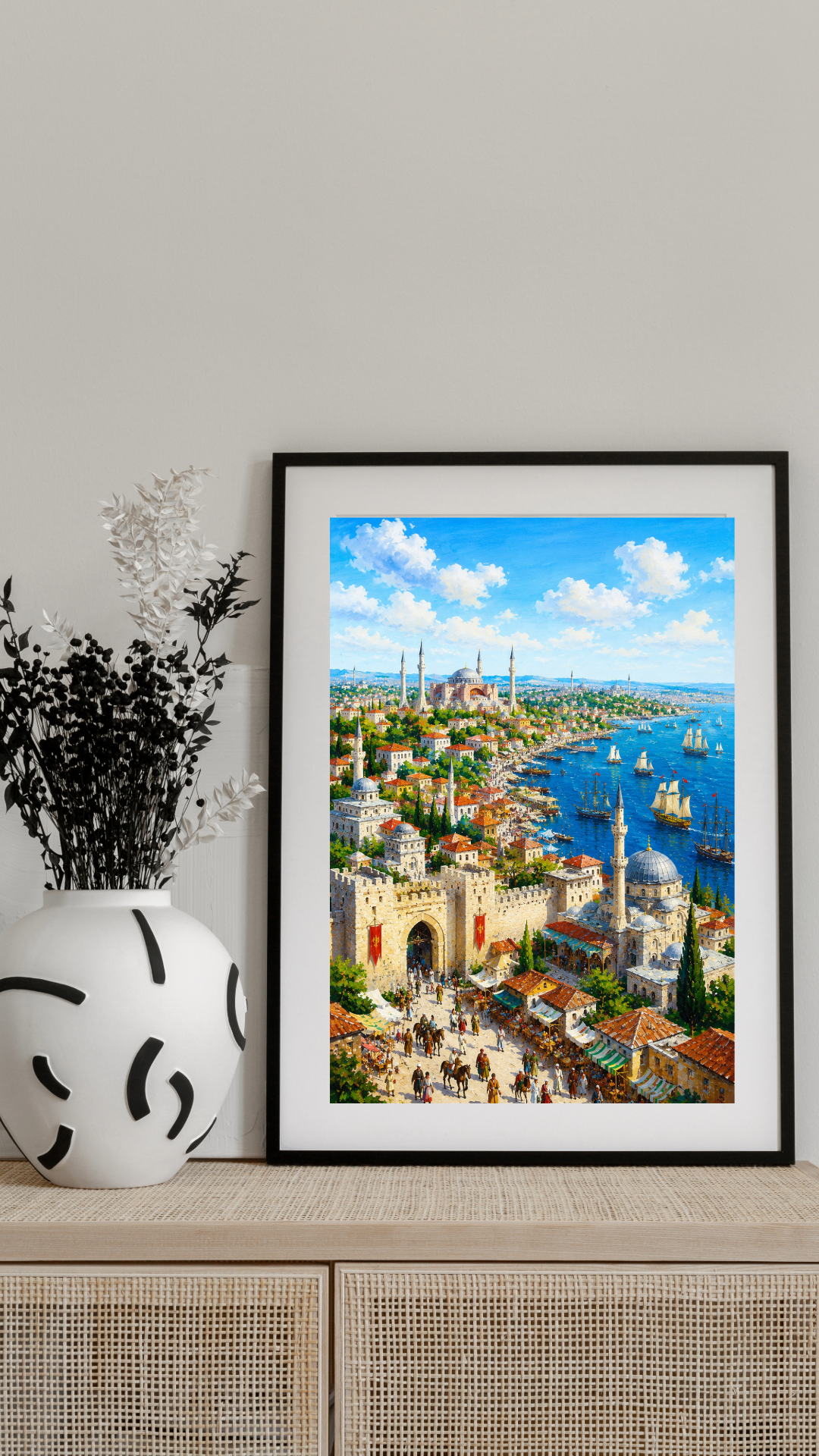 Limited Edition PRINT of my Original Acrylic Painting Ancient Turkey - Muslim Painting on Cartridge Paper - No Frame (Size: A4 & A3)