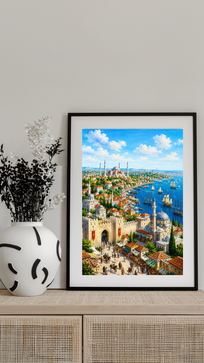 Limited Edition PRINT of my Original Acrylic Painting Ancient Turkey - Muslim Painting on Cartridge Paper - No Frame (Size: A4 & A3)