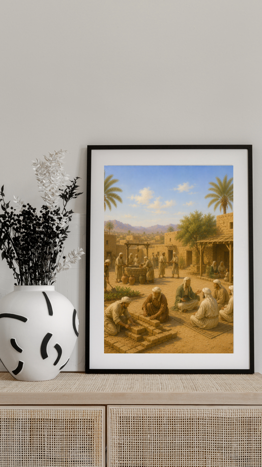 Limited Edition PRINT of my Original Oil Painting of Prophet Muhammad Establishing peaceful community - Muslim Painting on Cartridge Paper - No Frame (Size: A4 & A3)