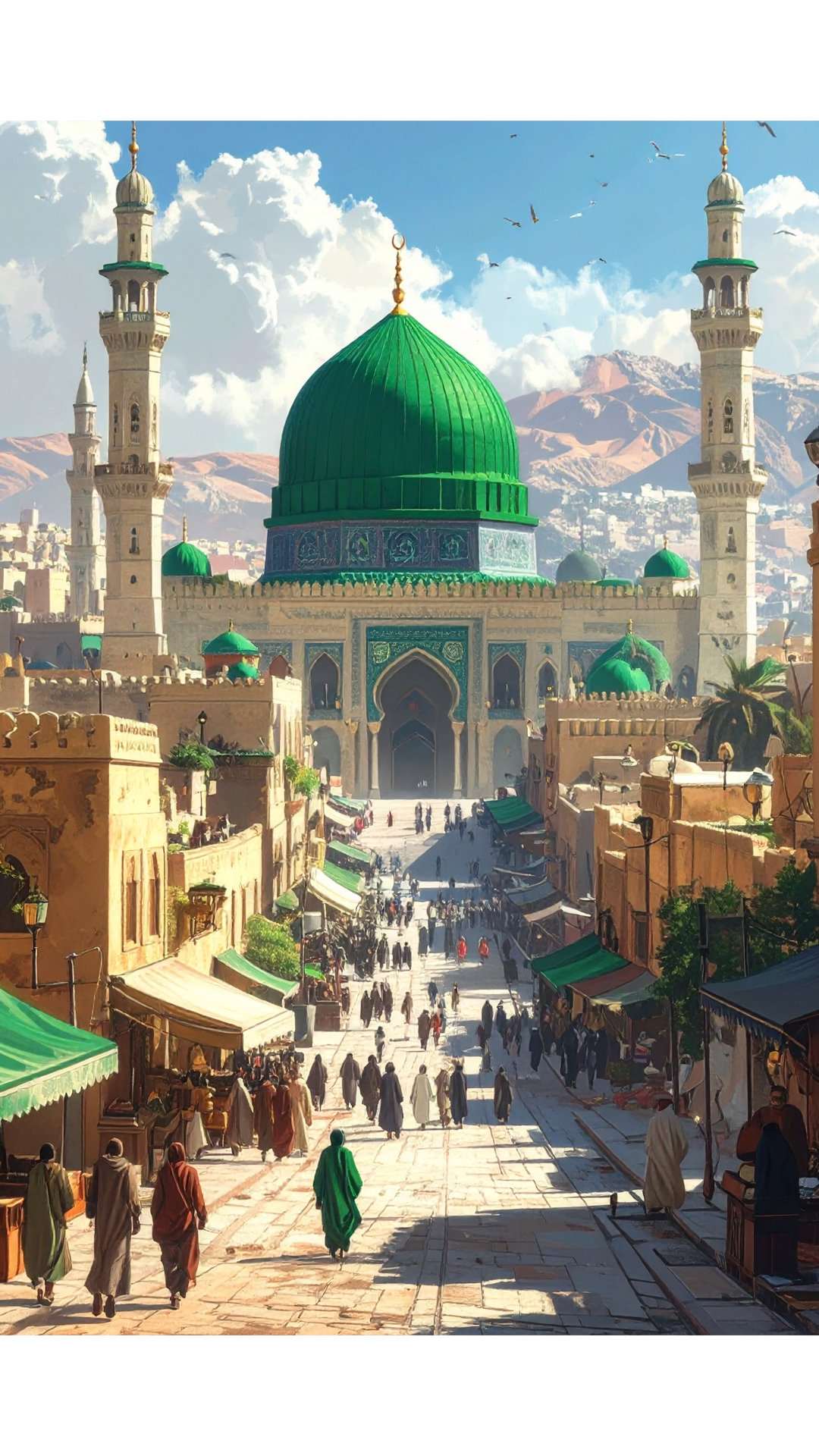 Limited Edition PRINT of my Original Madina, Saudi Arabia, Muslim Acrylic Painting on Cartridge Paper - No Frame (Size: A4 & A3)