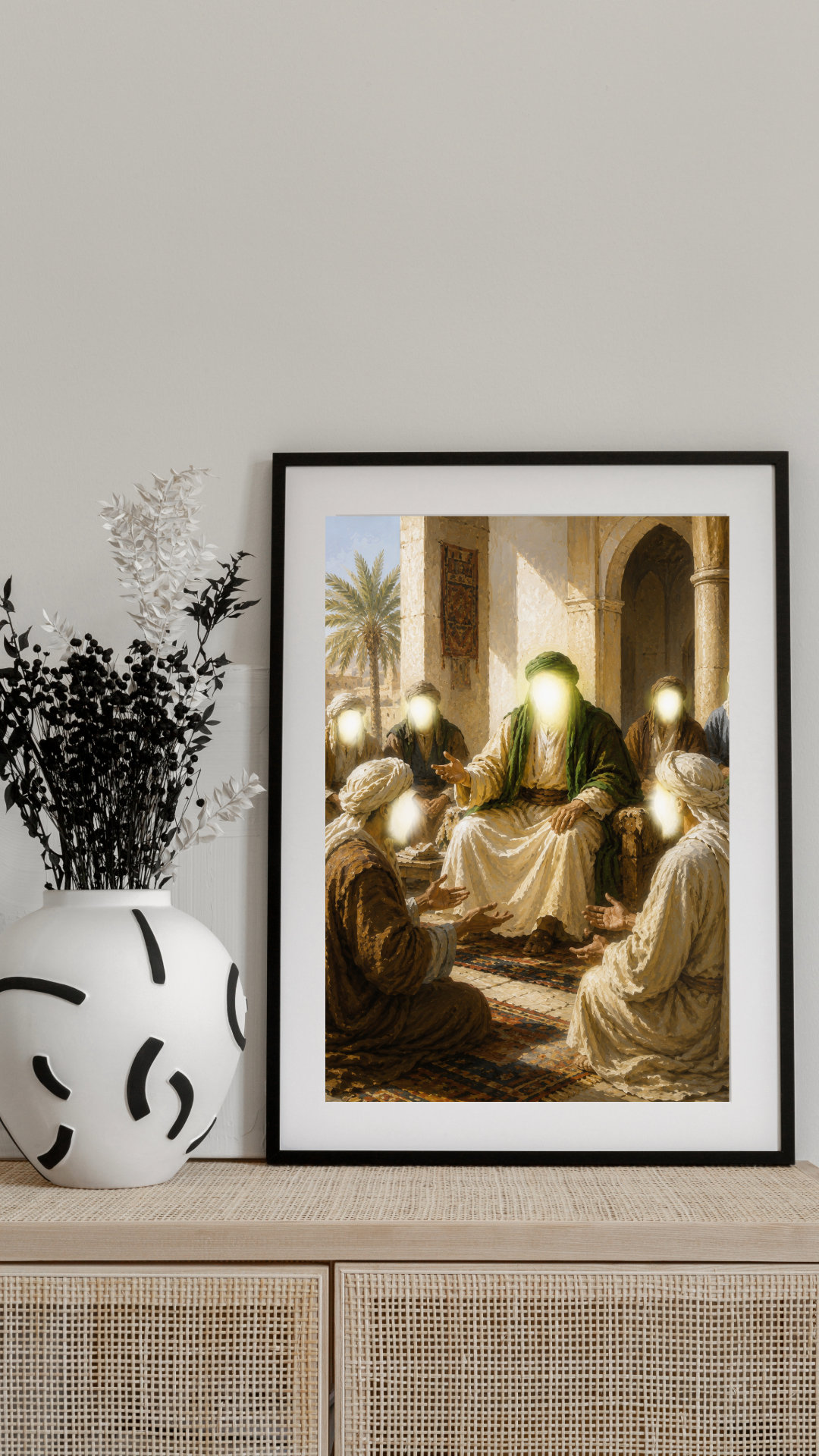 Limited Edition PRINT of my Original acrylic Painting on Imam Ali Judging disputes with justice - Muslim Acrylic Painting on Cartridge Paper - No Frame (Size: A4 & A3)