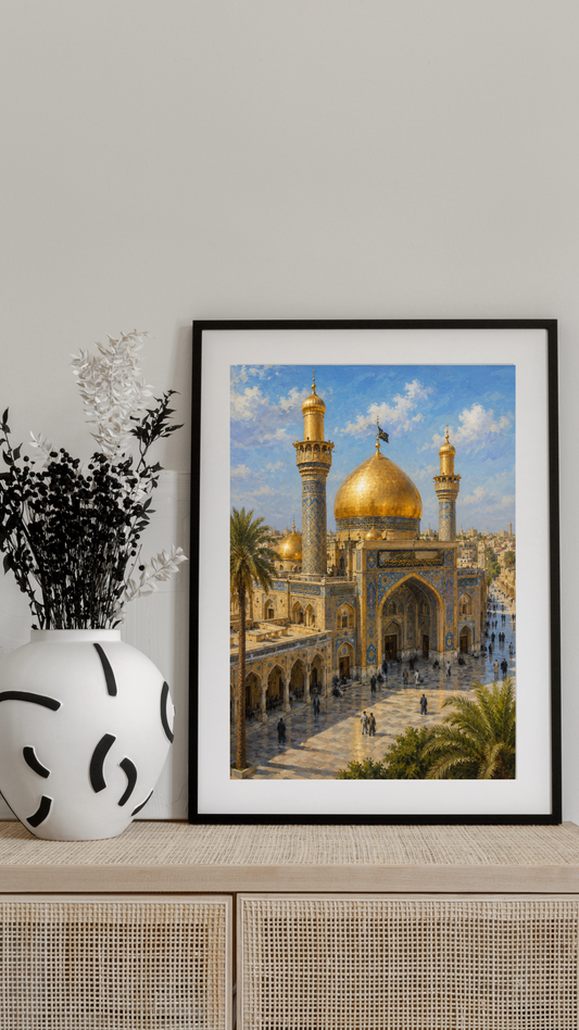 Limited Edition PRINT of my Original acrylic Painting on Imam Ali's Shrine - Muslim Acrylic Painting on Cartridge Paper - No Frame (Size: A4 & A3)