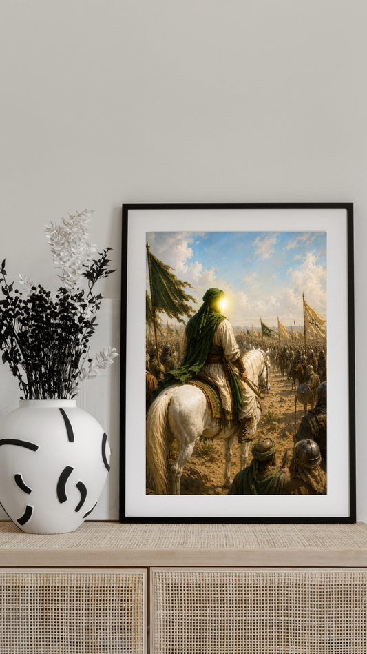Limited Edition PRINT of my Original acrylic Painting on Imam Ali and Battle of Siffin - Muslim Acrylic Painting on Cartridge Paper - No Frame (Size: A4 & A3)