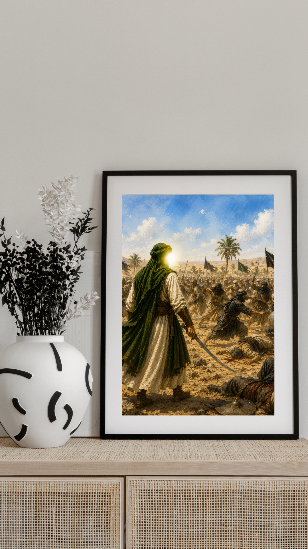 Limited Edition PRINT of my Original acrylic Painting on Imam Ali and Battle of Nahrawan - Muslim Acrylic Painting on Cartridge Paper - No Frame (Size: A4 & A3)
