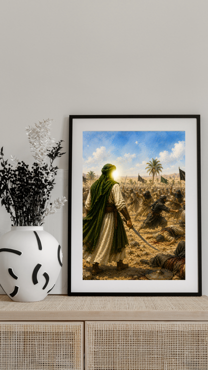 Limited Edition PRINT of my Original acrylic Painting on Imam Ali and Battle of Nahrawan - Muslim Acrylic Painting on Cartridge Paper - No Frame (Size: A4 & A3)