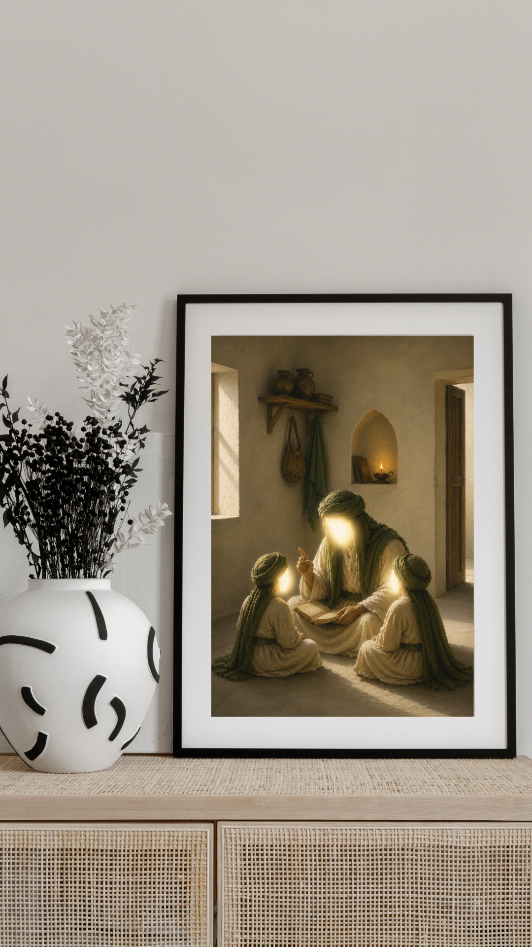 Limited Edition PRINT of my Original acrylic Painting on Imam Ali Teaching children wisdom - Muslim Acrylic Painting on Cartridge Paper - No Frame (Size: A4 & A3)
