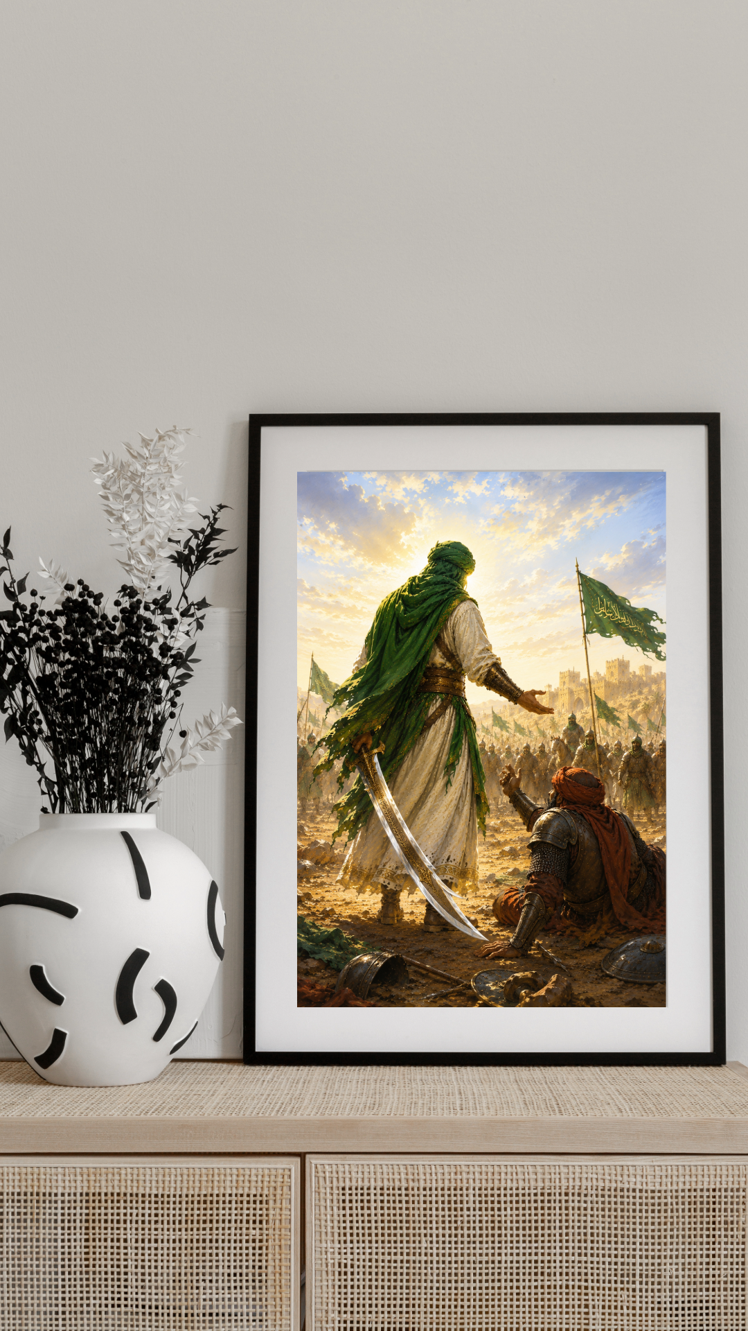 Limited Edition PRINT of my Original acrylic Painting on Imam Ali Showing Mercy toward defeated enemies  - Muslim Acrylic Painting on Cartridge Paper - No Frame (Size: A4 & A3)