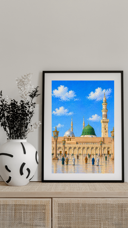 Limited Edition PRINT of my Original Madina, Saudi Arabia, Muslim Acrylic Painting on Cartridge Paper - No Frame (Size: A4 & A3)