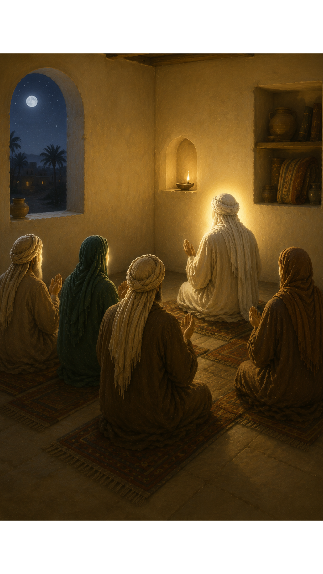 Limited Edition PRINT of my Original Oil Painting of Prophet Muhammad Night prayers in secrecy Muslim Painting on Cartridge Paper - No Frame (Size: A4 & A3)